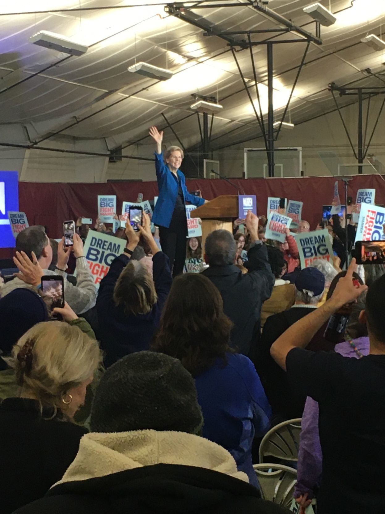 Elizabeth Warren on the podium